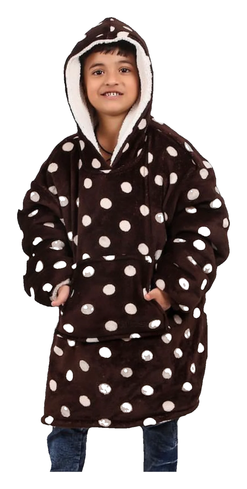 Hugsy hoodie in Chocolate Polka
