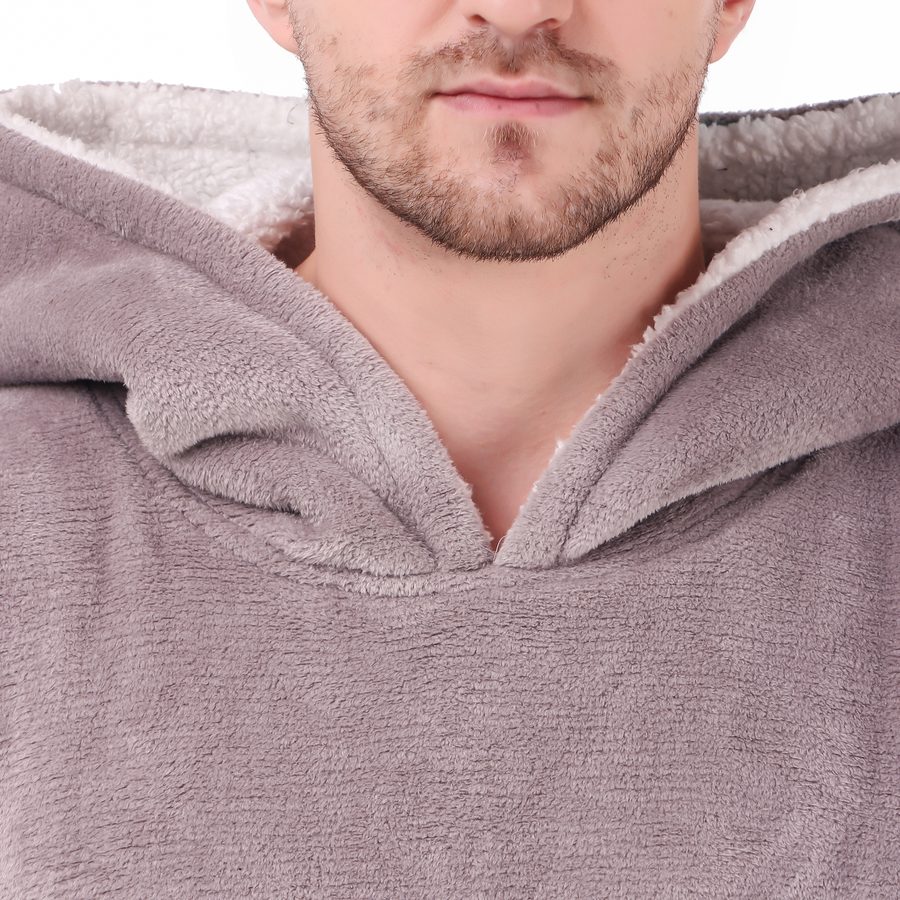 Close-up of the sherpa fleece and flannel hood lining